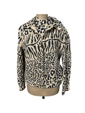 St. John Collection Sweater Twinset Vintage Animal Print